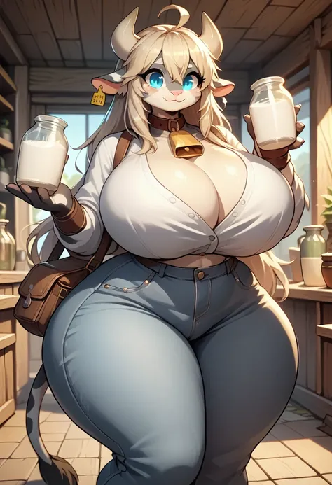 Cow Furry women (very big huge massive large bigger biggest mege bang giga Max breasts milk wide huge hips huge ass)