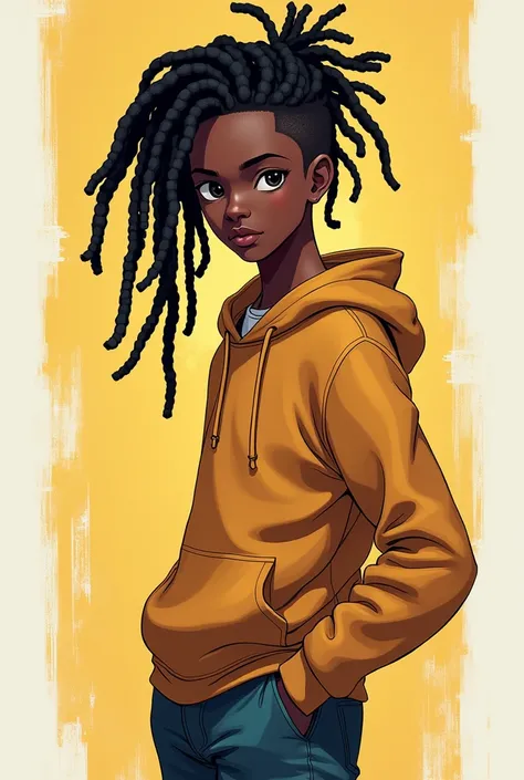 Slim  anime black boy with dreads