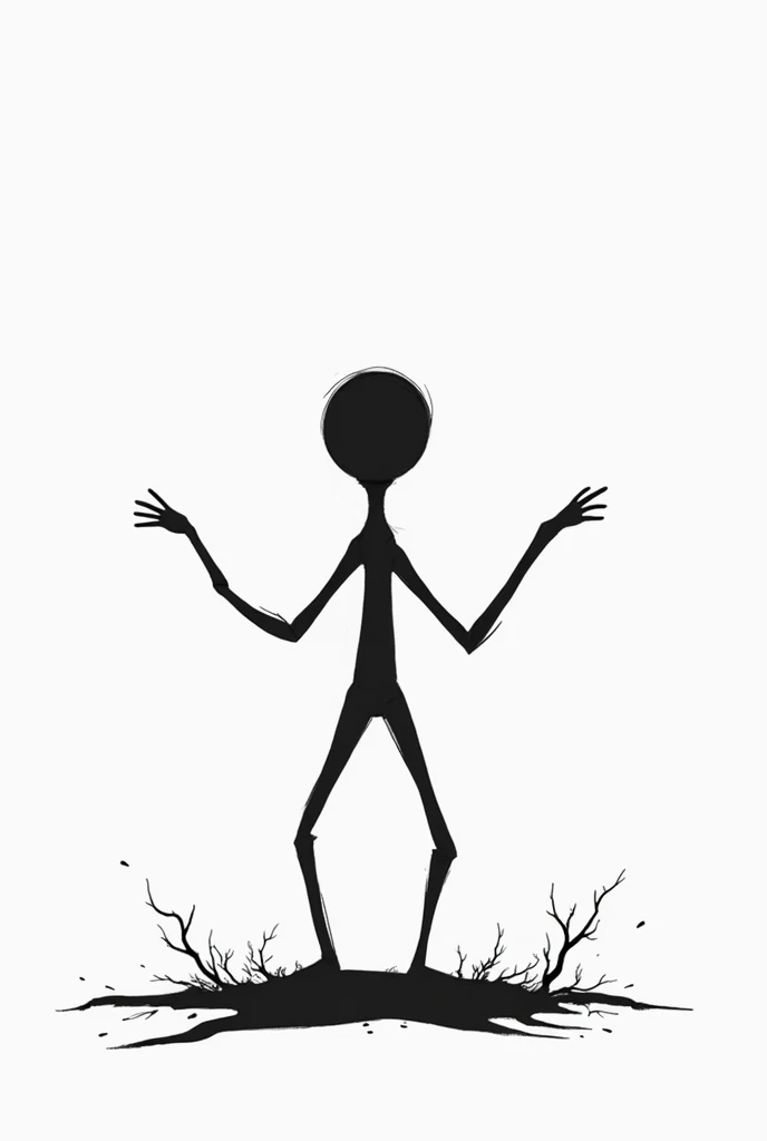 Create a black and white climate change pictogram as a stickman