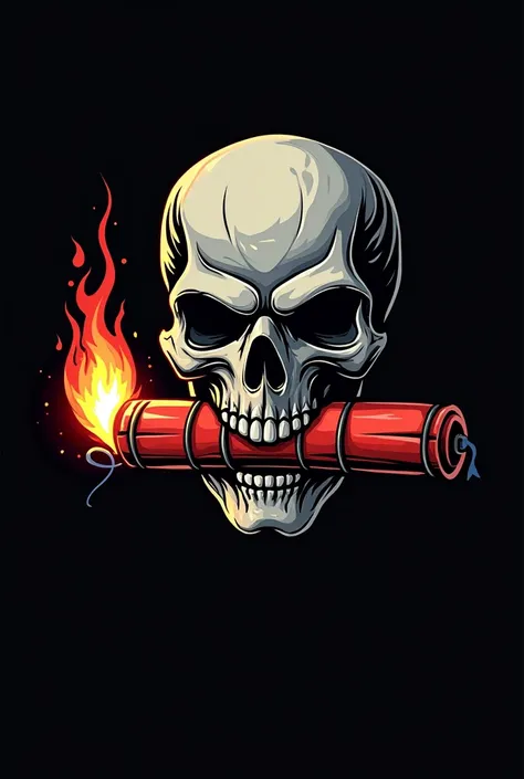 A logo for a team named dynamite, logo like a skull helds a dynamite in his mouth