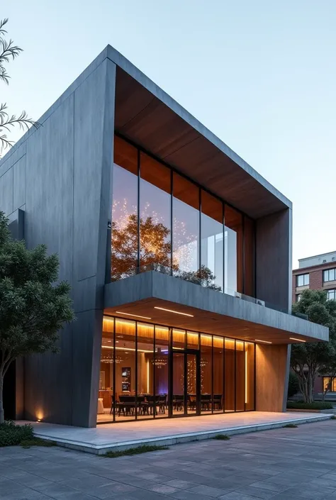 Modern architectural facade of an event venue For middle class in the city of capiata in paraguay
