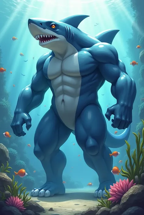 Large Pokémon-style humanoid shark 
