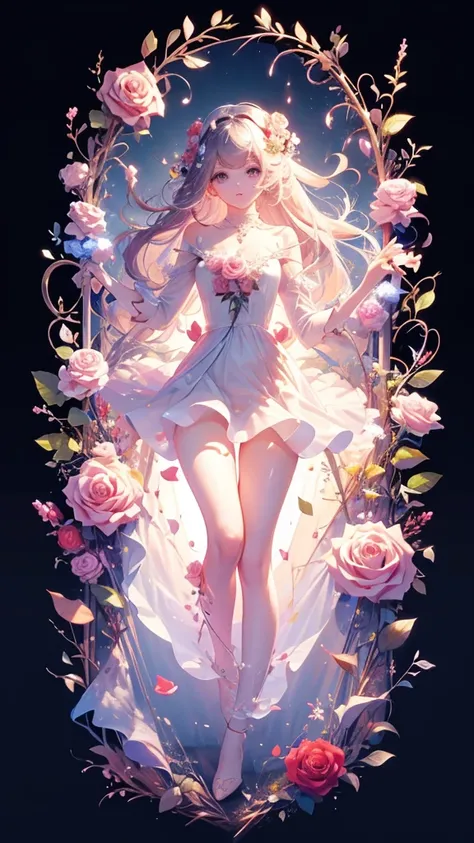 High resolution、high resolution、Clear images、Perfect Anatomy、Accurate anatomy、Rose flower person、Rose Fairy、Surrounded by roses