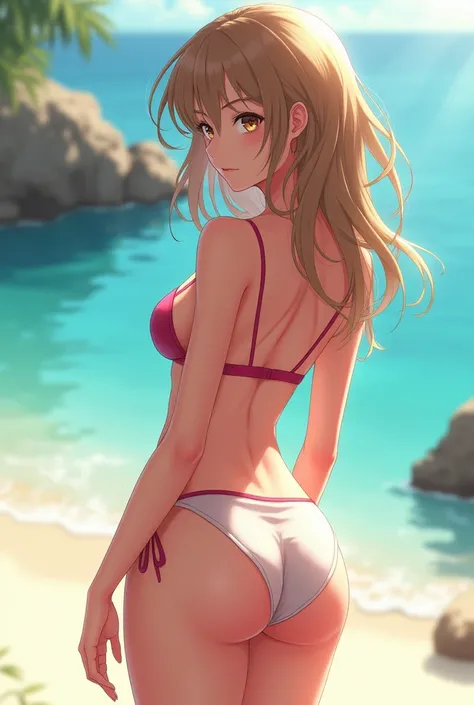 Anime girl in bikini from behind