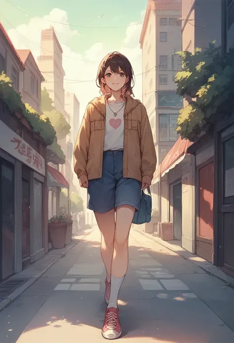 (best-quality:0.8), (best-quality:0.8), perfect anime illustration, extreme closeup portrait of a pretty woman walking through the city