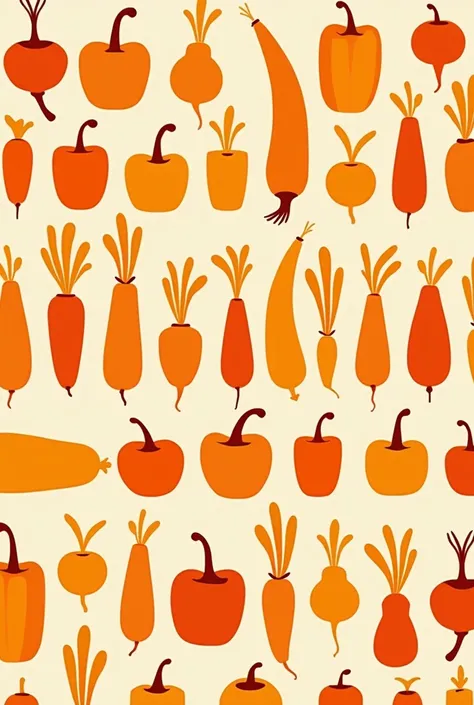 illustration of horizontal vegetable pattern in a single color that would be orange
