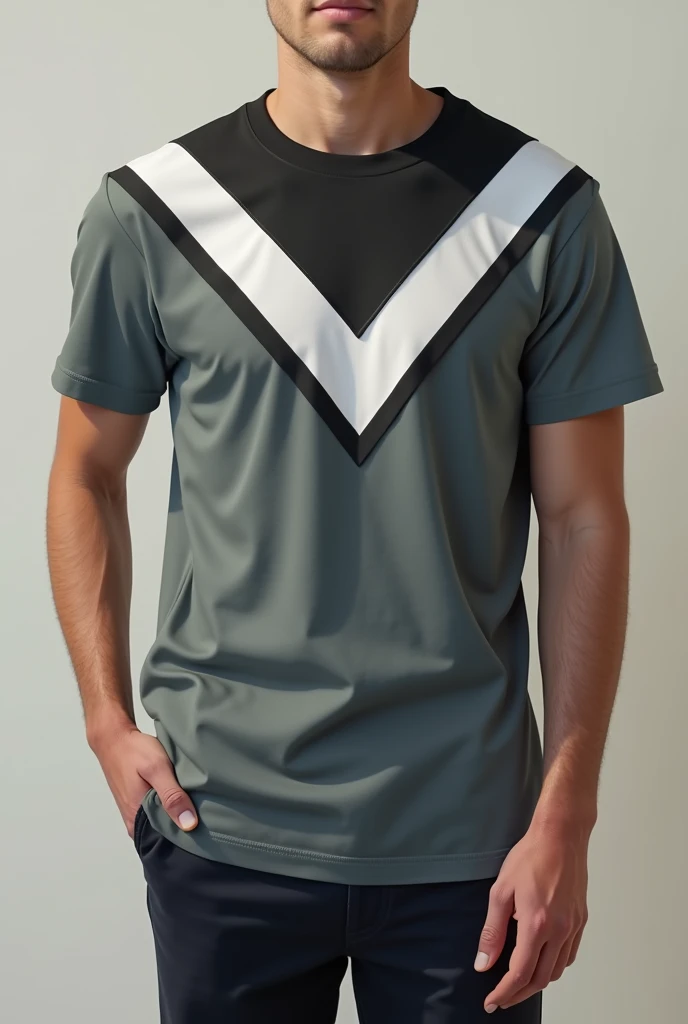 T-shirt with a school promotion collar in color: negro, white, light grey 
