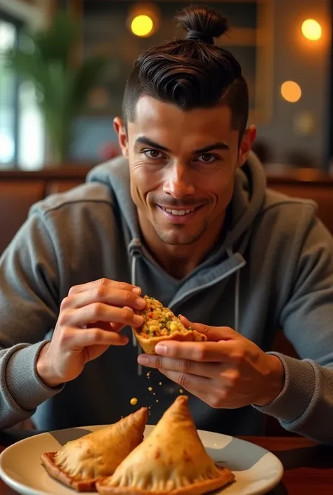 Ronaldo eating samosa