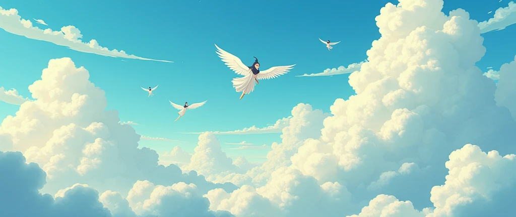 cumulus, Ultra High Definition Animation Illustration, Ghibli animation style