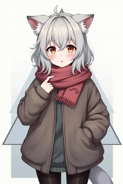 fullbody,sofia,scarf,jacket,humans,animal ear,whiskers,looking at viewer,white triangle, masterpiece, best quality,