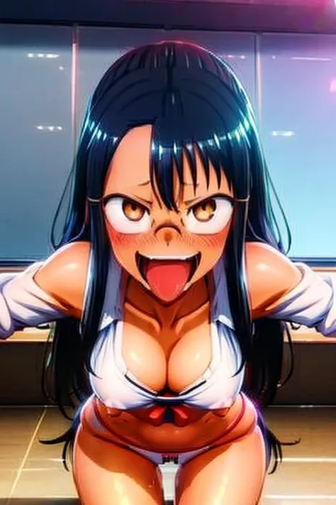 Nagatoro in tight panties showing her vagina , wet by water, with a laughing face, legs spreading, The tail squeezes her vagina, Ultra high quality, 4K