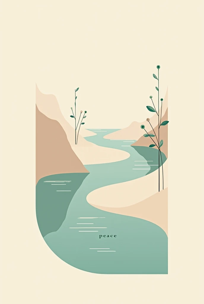 Art with river written peace minimalist style