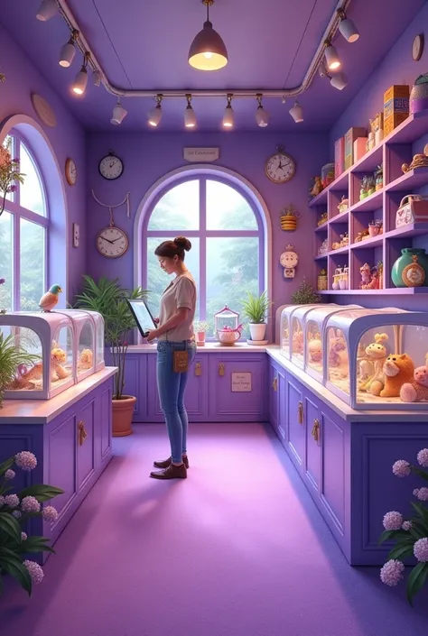 Create a pet shop with purple colors 