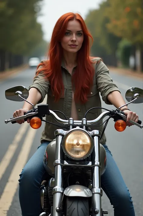 Woman motorcycle dark red hair thin waist big ass small breast child son passenger 5 years straight black hair Caparaó Harley Davidson road