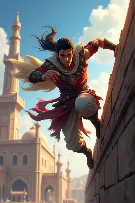 prince of persia, the prince, professional anime style, wall running, cover photo