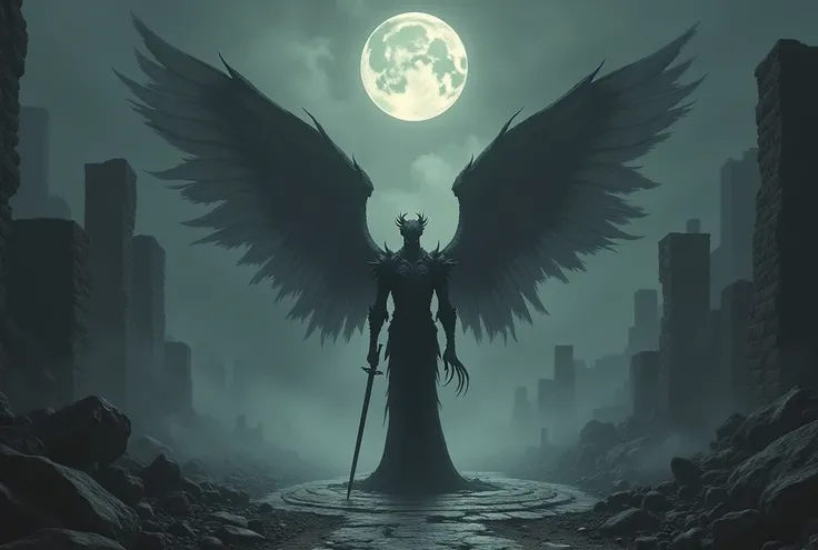 “A dark place with ancient ruins.” “You look up and see a black sun with external reflections similar to those of the moon.” “You are on a path of infinite darkness.” “The end, you see an old and ancient door.” “Na porta, you see an angelic being with wing...