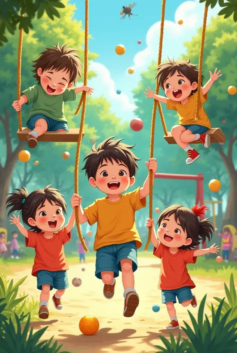 Drawing of children playing