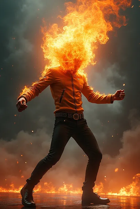 Michael jackson with fire head dancing 