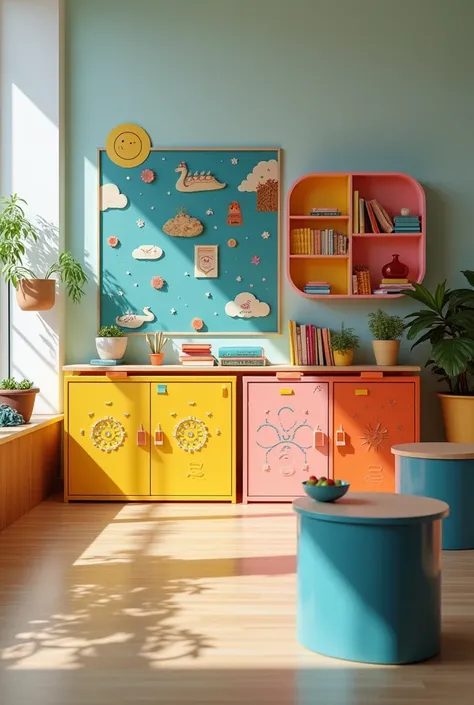 Decorate eye-catching small cabinets in the classroom