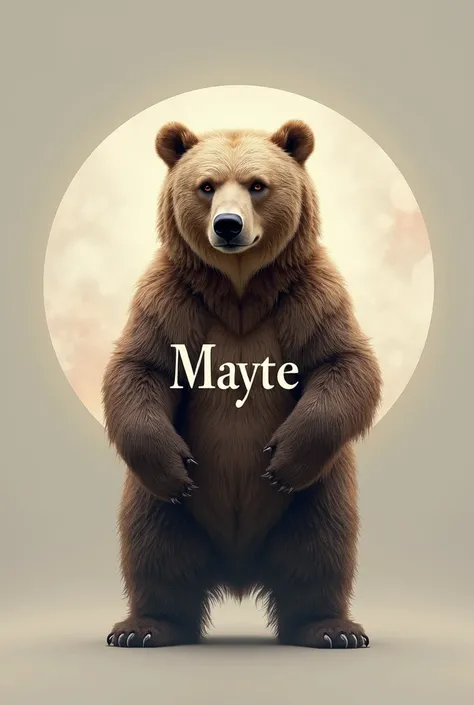 Circular image of a bear with the text Mayte with a capital M