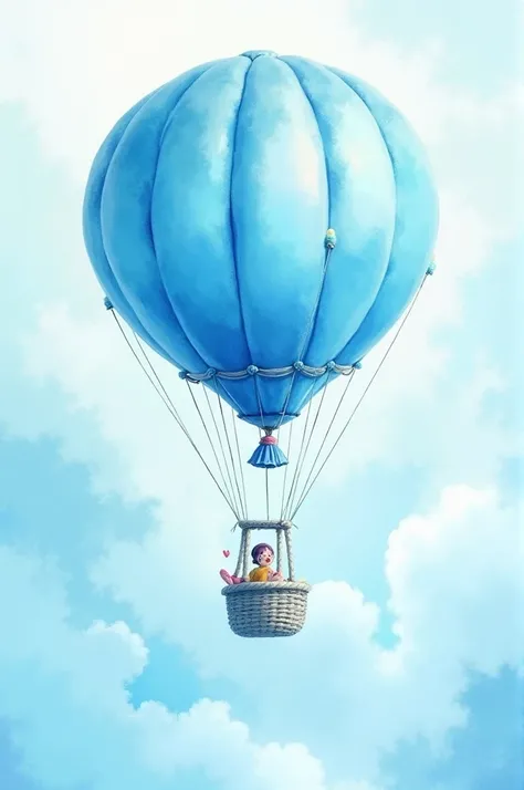 Watercolor style blue air balloon 