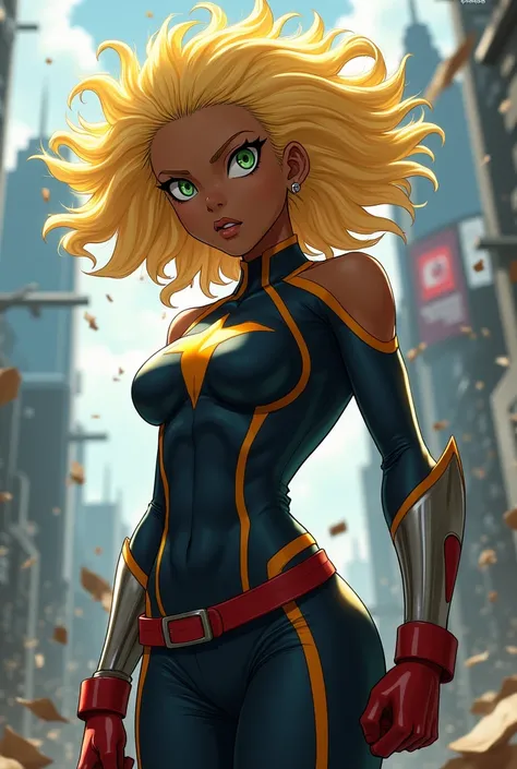 My hero academia girl with dark skin and blonde hair