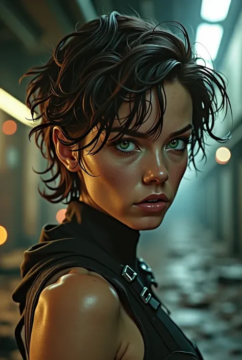 Girl with short brown hair, green eyes, X-men style (Wolverine&#39;s abilities)