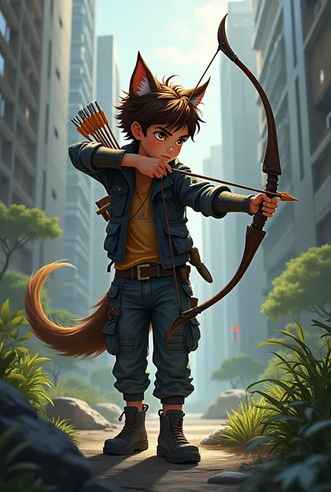 I want a young 2 boy, lycanthrope, archer who lives in the present day