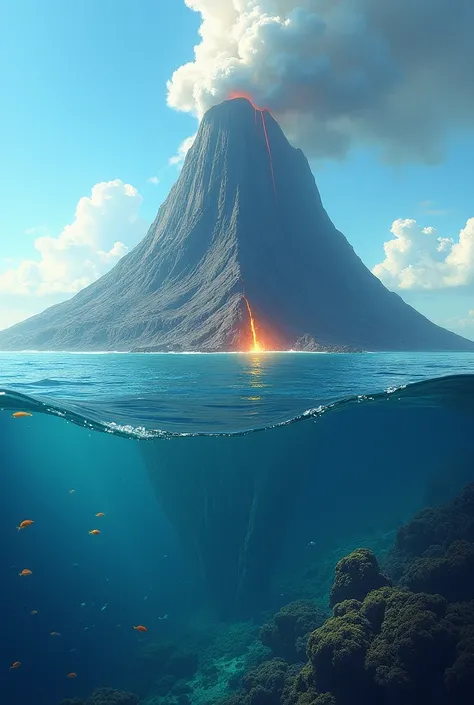 A volcano in the middle of the sea
