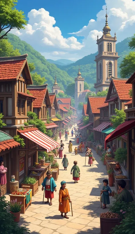 A town with inhabitants. 