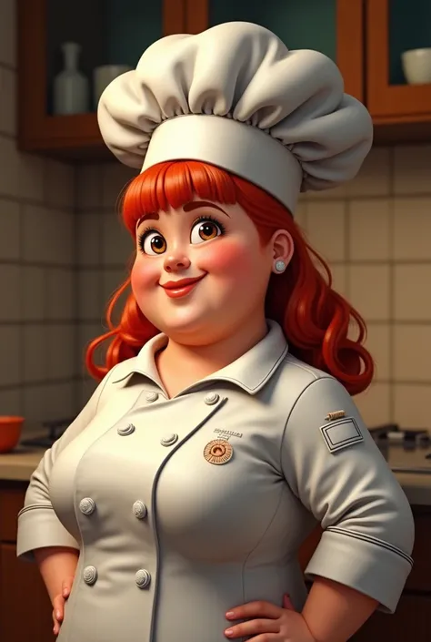 Chubby Paraguayan trigeña chef, redhead and a chef&#39;s hat
