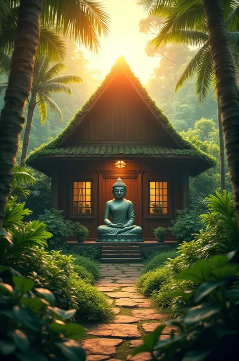 Home in jungal sun rise buddha 