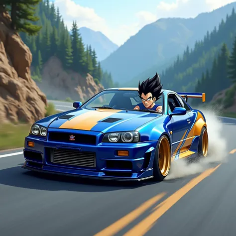 Nissan R34 Vegeta color and driving Vegeta