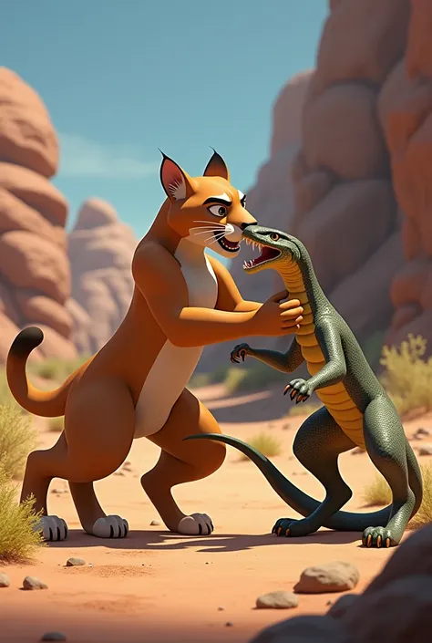 An animated puma and rattlesnake 