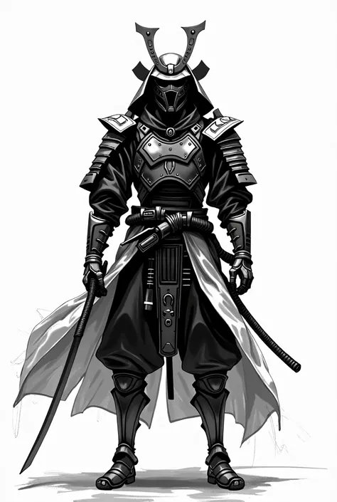 sketch art style, a Japanese samurai wearing futuristic traditional armor, looking at the camera, monochrome, white background, highy detailed, strong contrast, (very bright image:1.3), sunshine light, overexposure, super exposed, break
