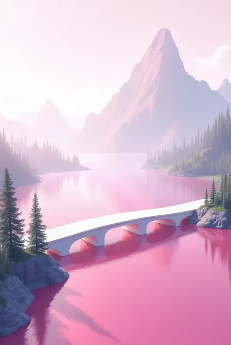 Build a white bridge across the pink sea