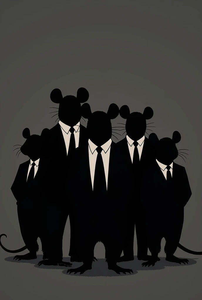 5 office rats in ties, corruption, black silhouettes