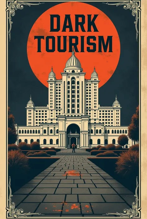 A handmade 
poster informative made to express dark tourism of Maharashtra in engish explaining taj hotel mumbai as a dark tourism spot with the heading dark tourism and information of dark tourism within Maharashtra in english written on posterin engish