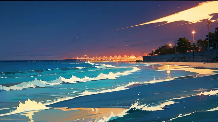 night、Seaside、Retro anime style