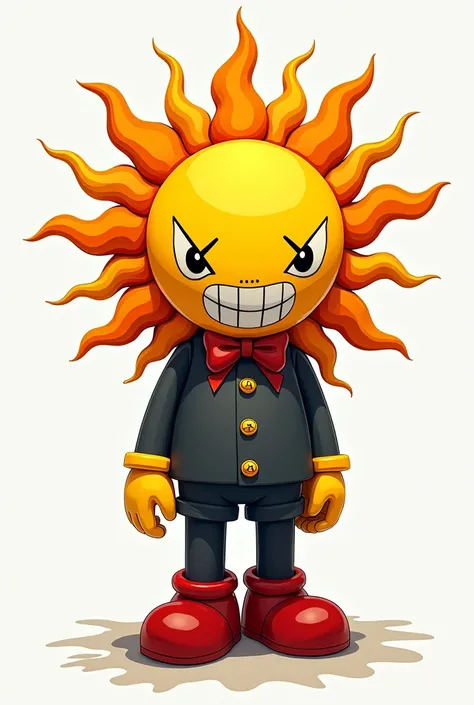 Character of a gangster sun in kaws style on a white background