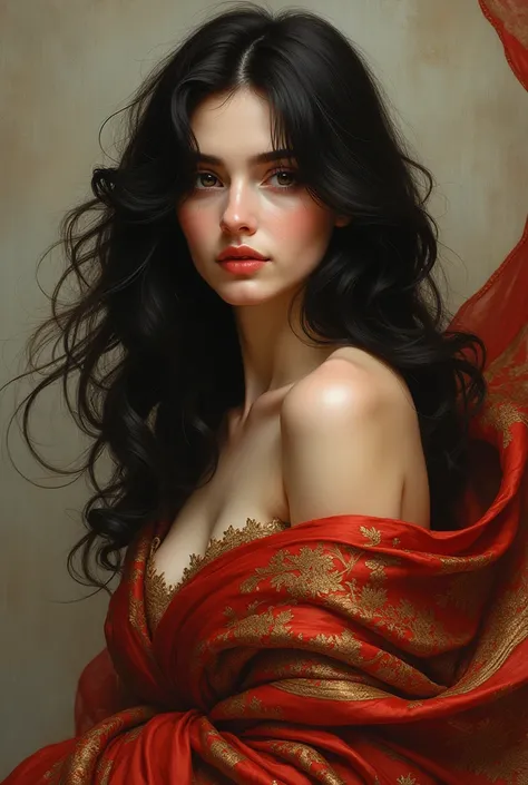 painting of a woman with a scarf around her neck, Craig Mullins, Alphonse Mucha, Artherm Craig Mullins, Beautiful character art, Rads and Lois Van Barle, Artgerm and Atey Gaylan, Charlie Bowwater: rich deep colors, Ross Tran 8 K, ( ( Mads Berg ) ), Artgerm...