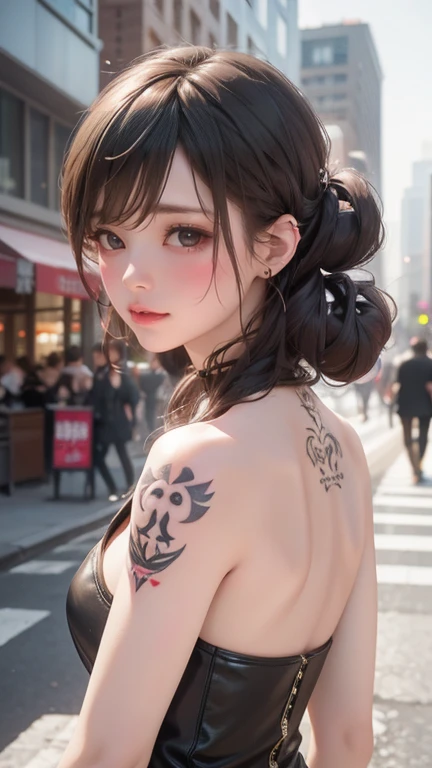 perfect quality, 、8K picture quality、best quality、masterpiece、细致的图像quality，Tips for the first topic are as follows： quality, 8K, 32K, on the table:1.3), Extremely detailed, (Realistically:1.4), White, Albinism, Punk Girl, Delicate eyes, Upper part of the b...