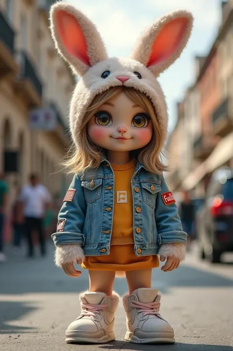 Humanoid girl bunny with great street style clothing