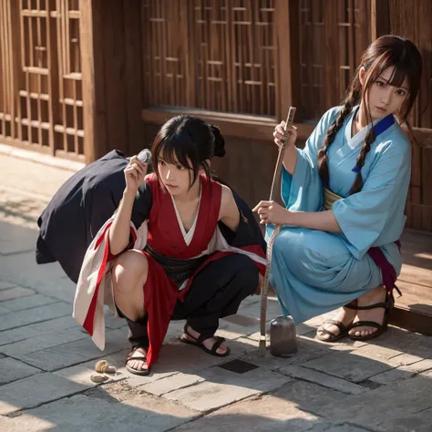 Kagura, who appears in Tenchu-san, has broken a bone and is urinating.