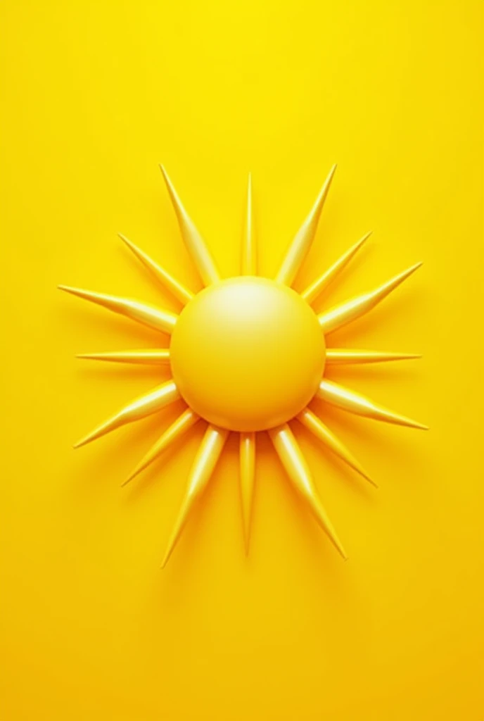 A yellow background with a circle in the center and several rays around it