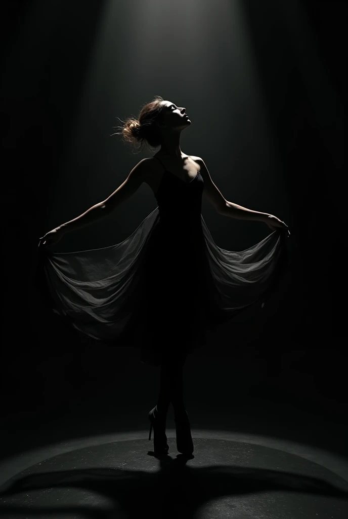 Silhouette of a dancer with a black background 