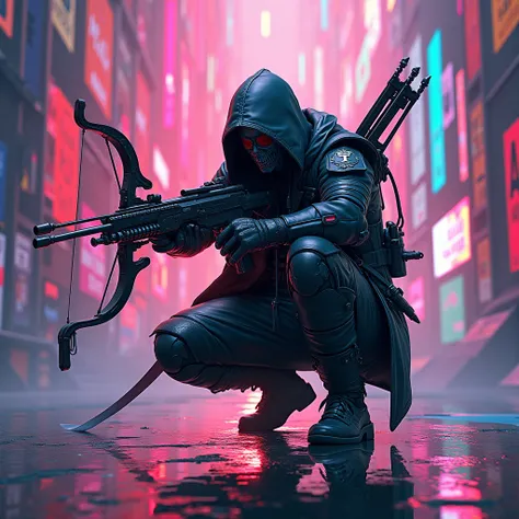 18. A 3D render of a cyberpunk artwork by CJ84. The artwork is a mesmerizing scene with abstract brushstrokes of vibrant colors. The background is alive with neon graffiti, futuristic heraldry, and a palpable sense of movement. The dominant figure is an ag...