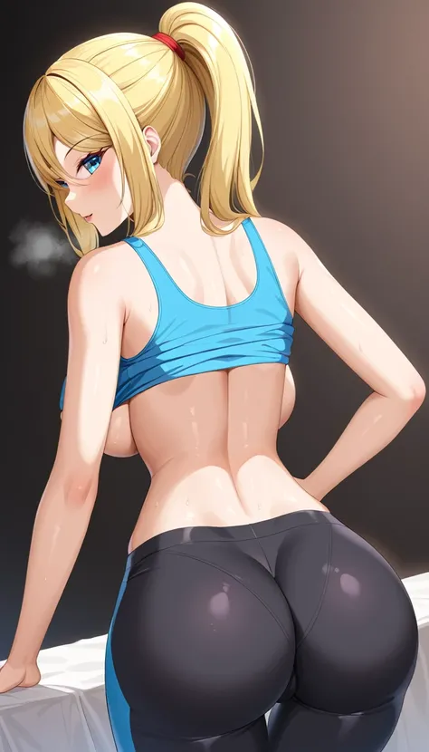 (Samus Aran)(blonde)(1solo)(1girl)((Solo)) ((Masterpiece:1.4)) ((High Quality:1.4)) (Slim thick:1.4)((Perfect Face:1.4)) ((Natural saggy Breasts)) ((Wide Hips:1.2)) ((Narrow Waist)) ((Beautiful))((PONYTAIL Hair)) ((Light Skin)) ((Cute Nose)) ((BLue Eyes)) ...