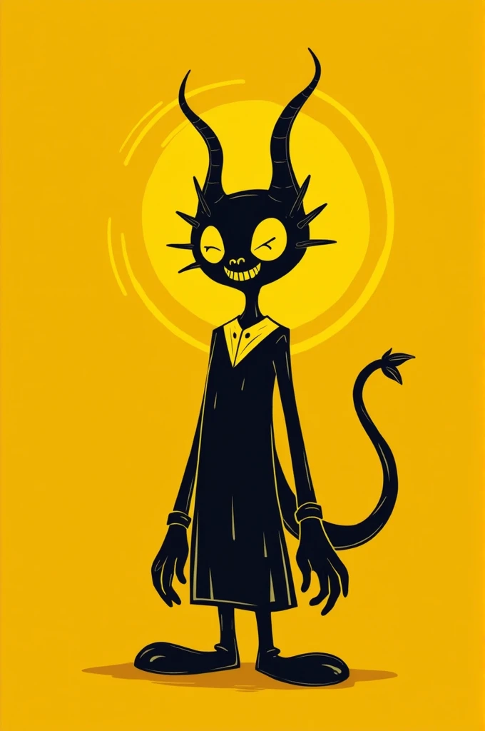 Elegant bendythedemon with yellow background 