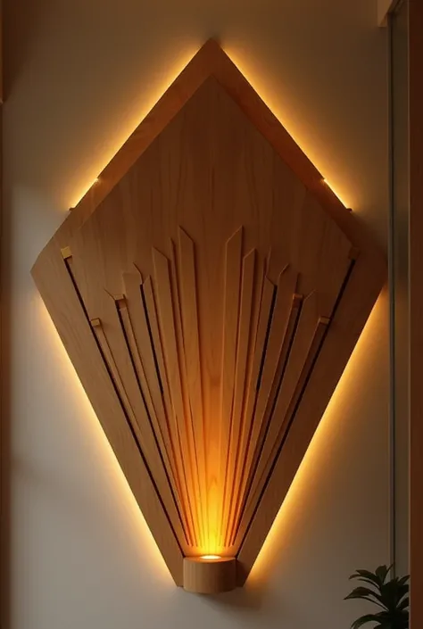 Can you make me an image of a wooden luminaire design that shows the relationship with the art deco movement? 